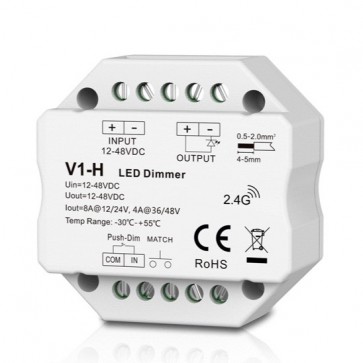 V1-H nuolatinės įtampos valdiklis 12-48V, 1x 8A, Push-Dimm