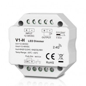 V1-H nuolatinės įtampos valdiklis 12-48V, 1x 8A, Push-Dimm