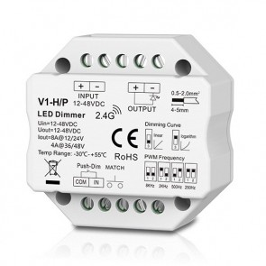 V1-H/P nuolatinės įtampos valdiklis, 12-48V, 1x 8A, Push-Dimm
